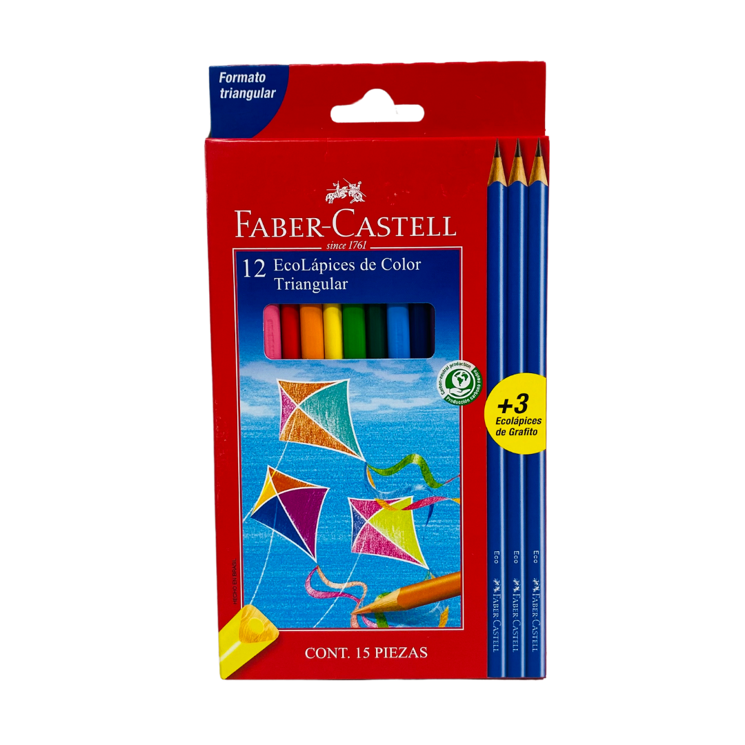 Lápiz Color Faber Castell Largo Triangular 12 Colores