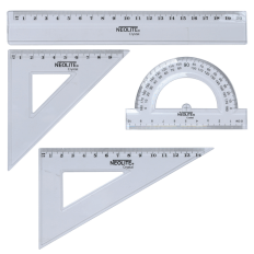 Set Reglas Geometría Neolite 4 Piezas Transparentes 20 Cm